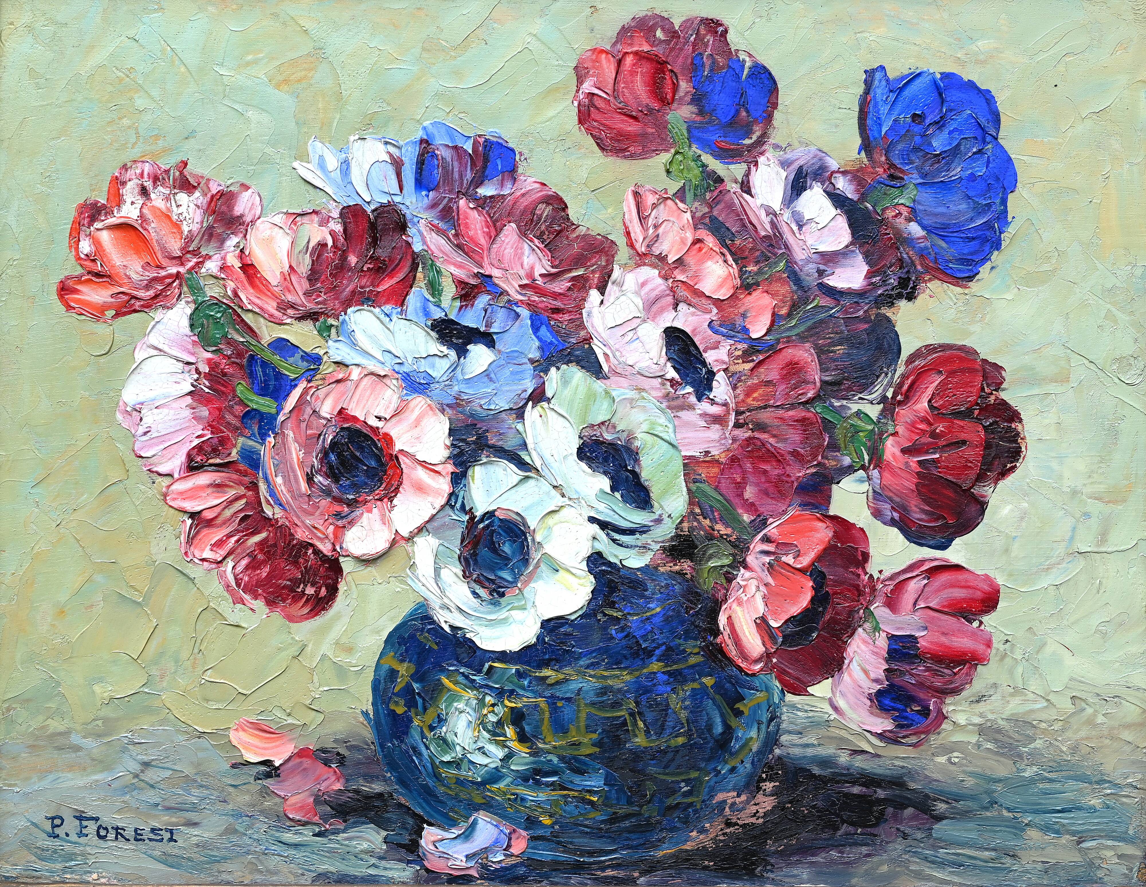Bouquet of anemones by Pierre Forest (1881-1981), painter from Nice