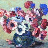 Bouquet of anemones by Pierre Forest (1881-1981), painter from Nice