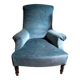 Fauteuil chauffeuse Napoléon 3 en velours bleu