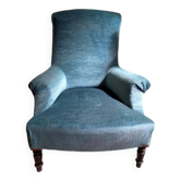 Napoleon 3 armchair in blue velvet