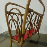 Magazine door in rattan and formica