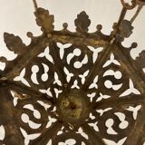 Neo Gothic church chandelier in gilded bronze with 6 burners 19 th