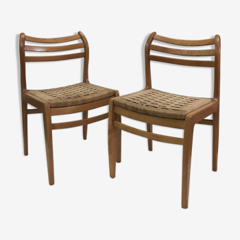 Paire de chaises assises corde tressées scandinave