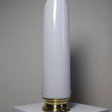 Grande lampe vintage années 50-60 tube plexiglas opalescent support métal doré