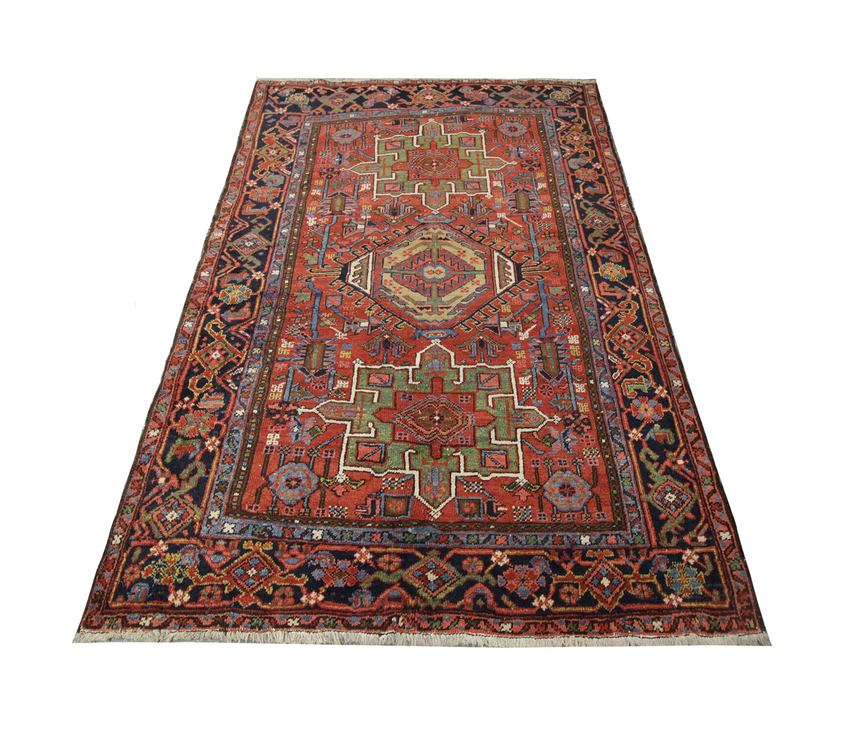 Antique Heriz Handmade Wool Persian Rug 1890- 145x195cm