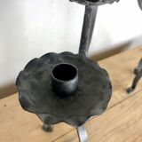 Pair of wrought iron candlesticks