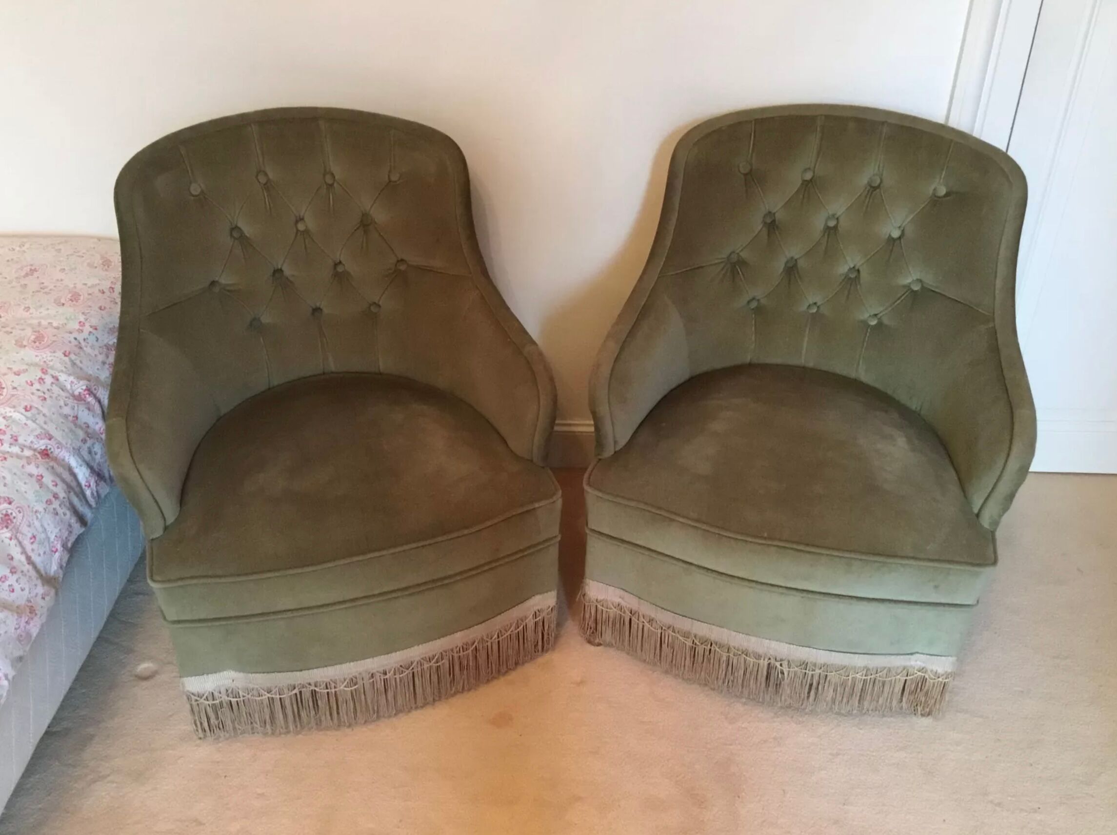 Pair of green toad chairs