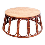 Table basse rotin et chêne