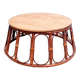 Rattan and oak coffee table