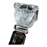 Set of 2 sandblasted crystal candlesticks in lalique art deco style - rattenberg crystal factory in austria