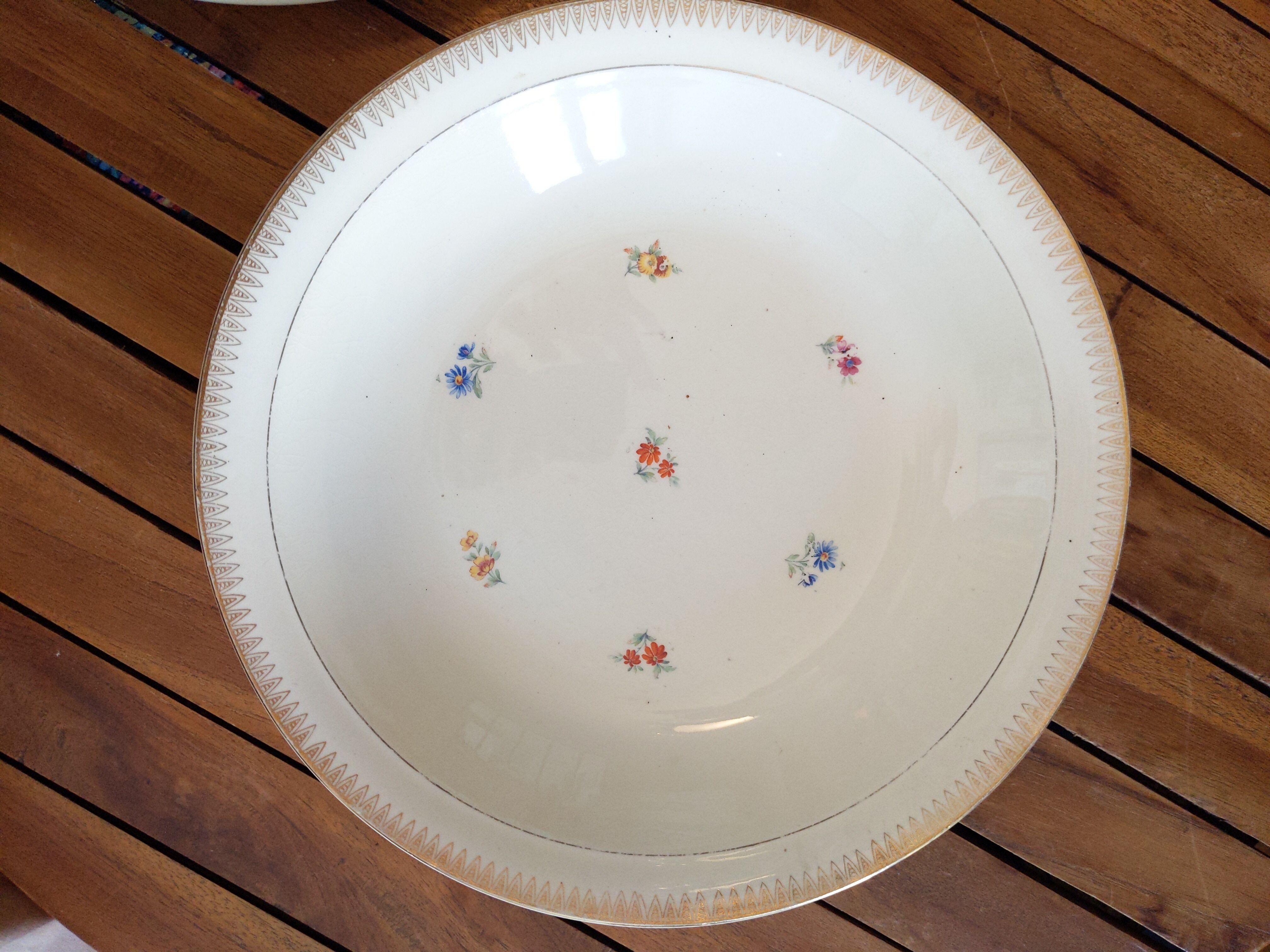 Flat hollow porcelain vintage antique iron earth