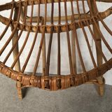 Wicker armchair rattan bamboo 60s large backrest