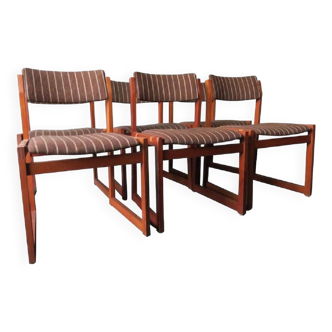 Set of 6 KS Mobler teak dining chairs with leather straps, Denmark1960s