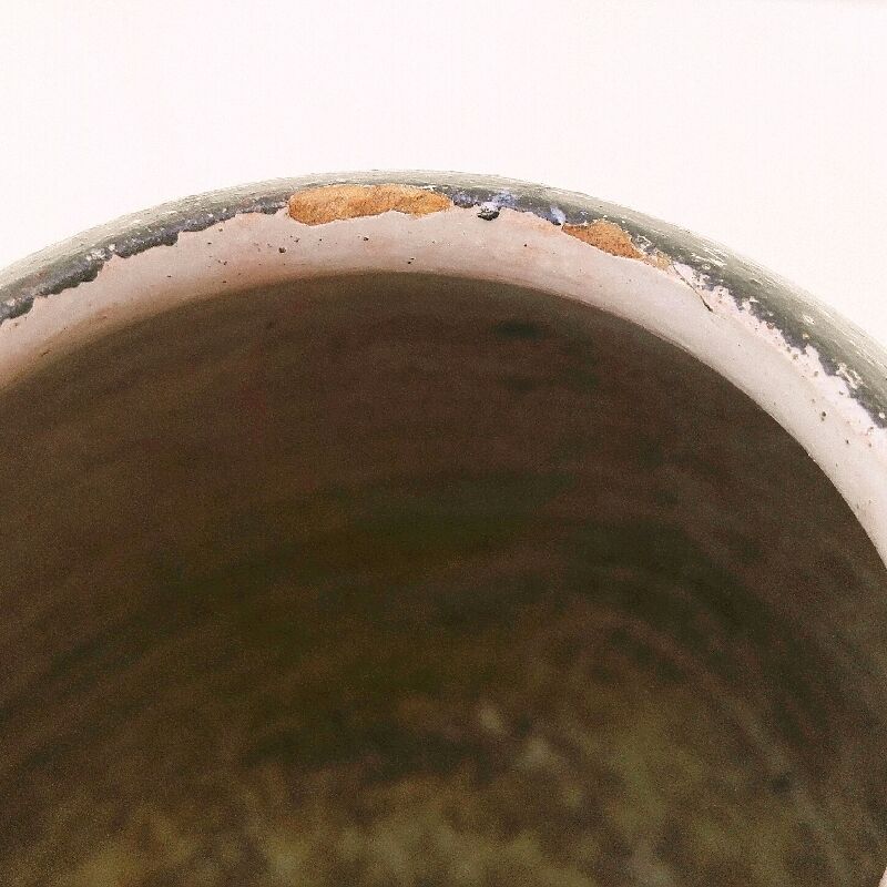 Ceramic pebble vase vintage scarified décor