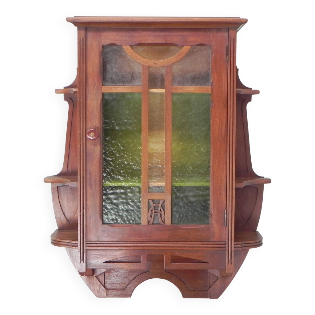 Mahogany Art Nouveau wall with 5 colors of glass Selency