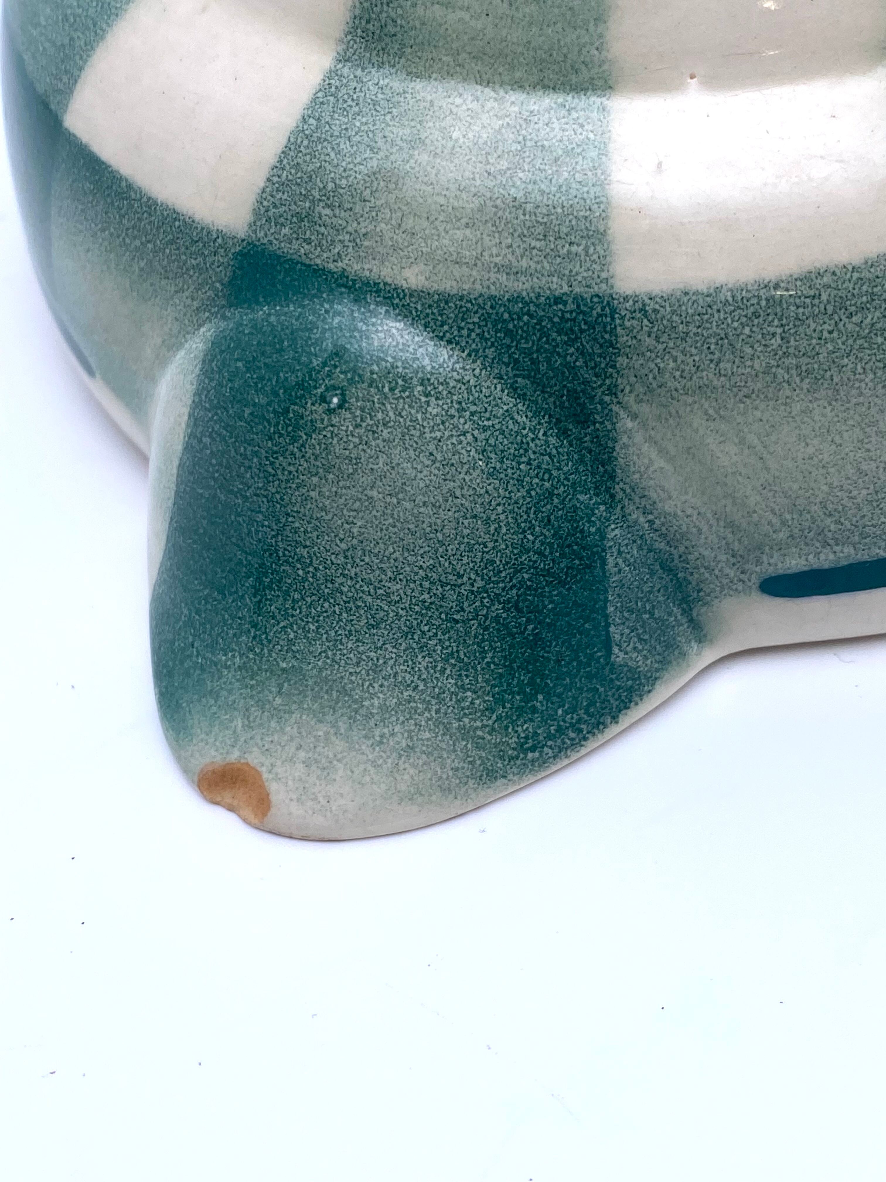 Vintage beige and green checkered service