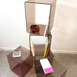 Set of 5 smoked Plexiglas lockers