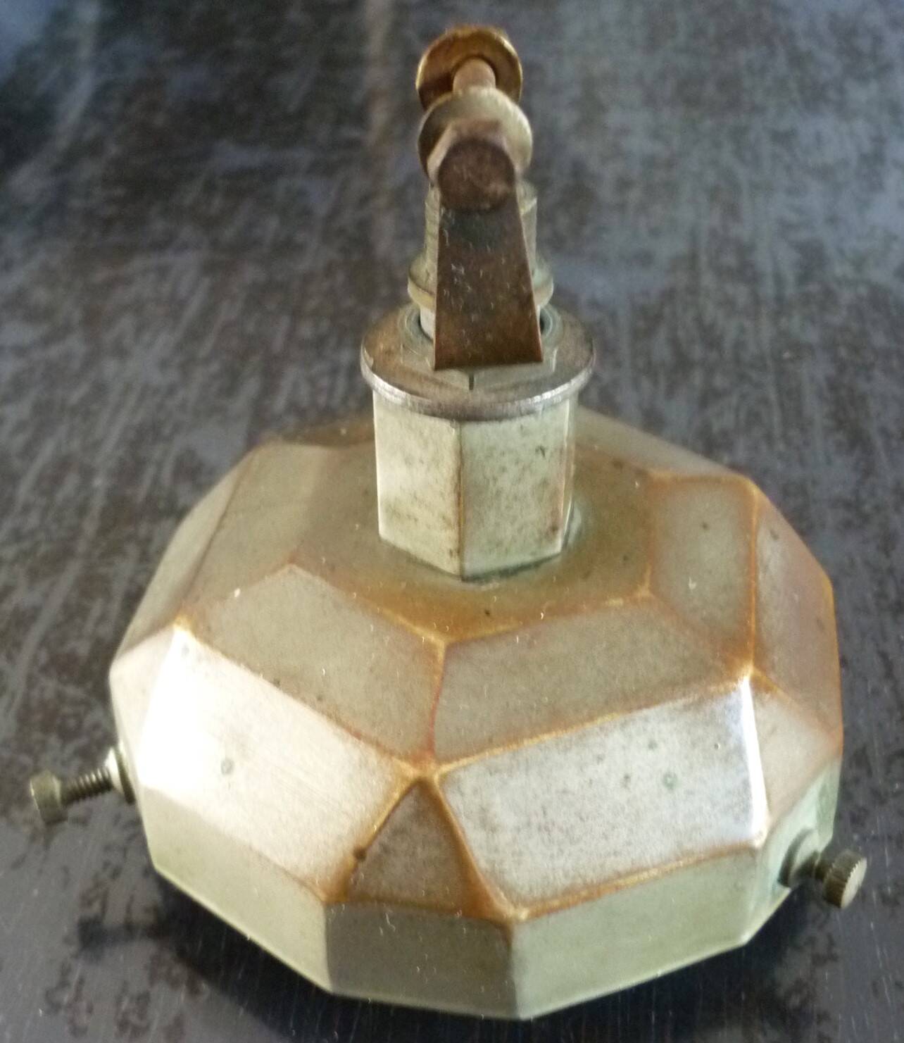 Art deco pendant lamp, frosted glass globe, skyscraper, building