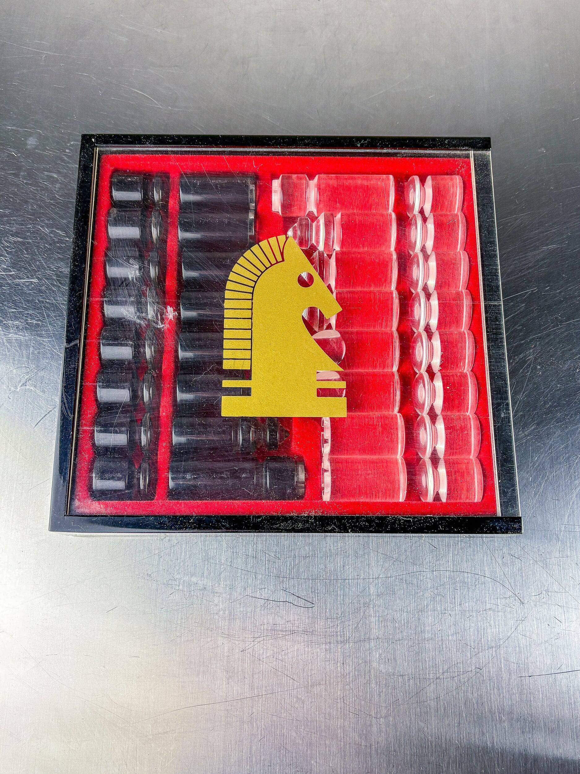 Felice Antonio Botta acrylic chessboard and glass board, Italy, 1970s