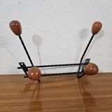 Vintage wall coat rack - Varnished wooden coat rack