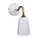 Brass, porcelain, opaline glass tulip swan neck wall lamp