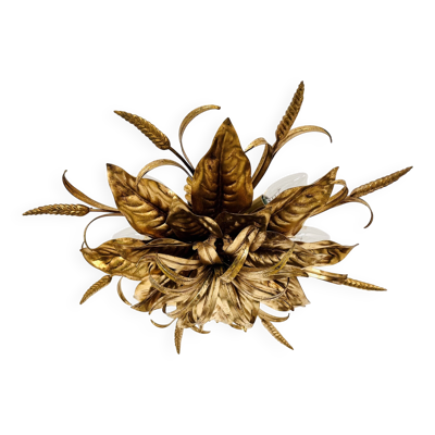 Chandelier en or italien de style Hollywood Regency par Hans Kögl