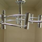 Sciolari chrome metal ceiling light with 8 light sources.
