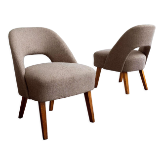 Vintage czechoslovak club chairs in taupe bouclé, 1960s