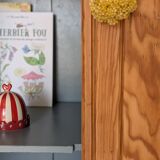 Old glass-fronted wooden library – blue interior
