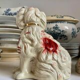 Pair of red Cavalier King Charles dogs in Staffordshire pottery, 19th century.