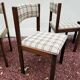 Ensemble de 4 chaises en bois et tweed 70'