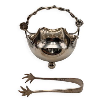 English sugar bowl and tongs