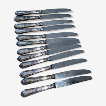 12 table knives silver metal Goldsmith Ercuis