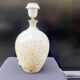 XXL Vintage Lamp Base in Beige Grey Stoneware with Raffia Lampshade 1970