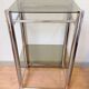 Two-tray console in smoked glass and chrome metal / vintage 70s-80s