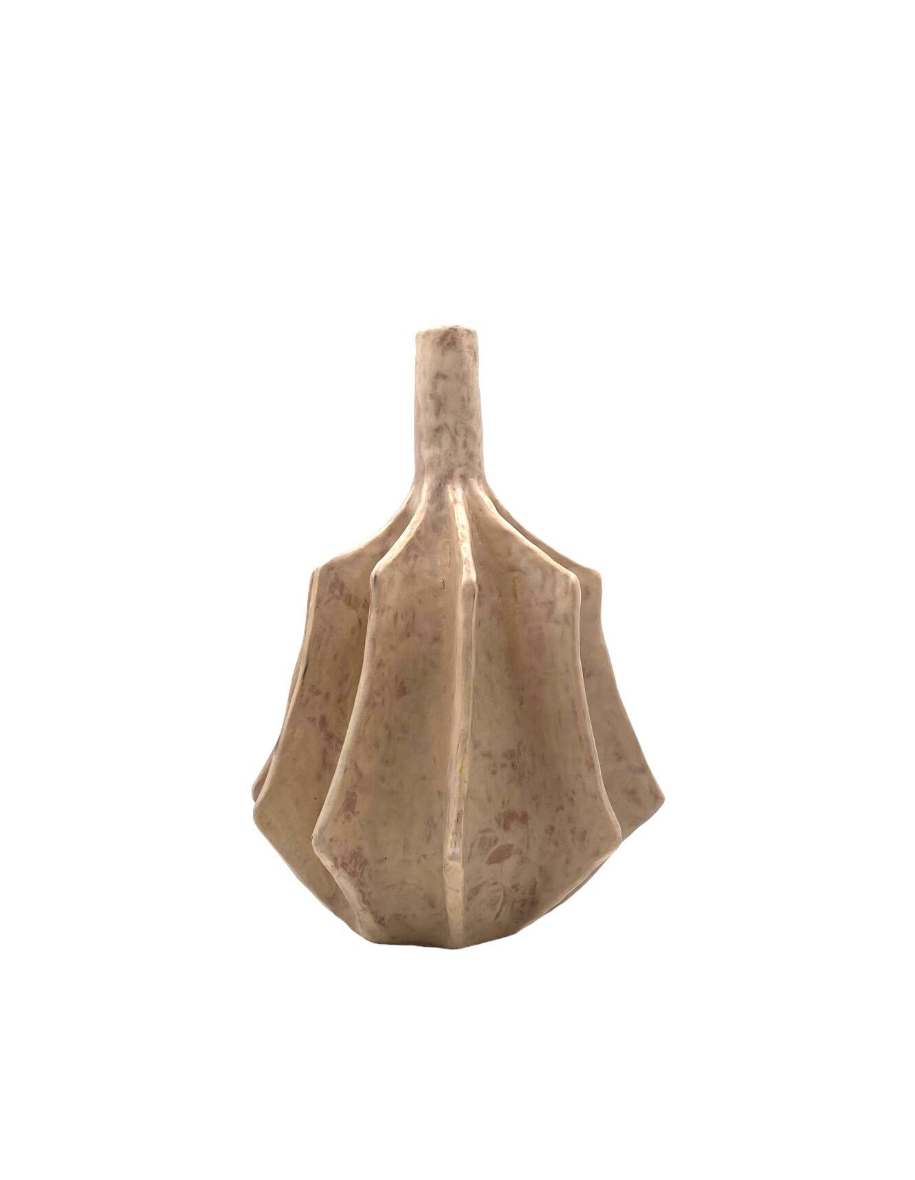 Organic modern white earthenware vase, France 1970s