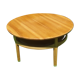 Round coffee table in solid walnut double tray of the 1970s