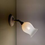 Vintage tulip wall lamp in pink and white glass