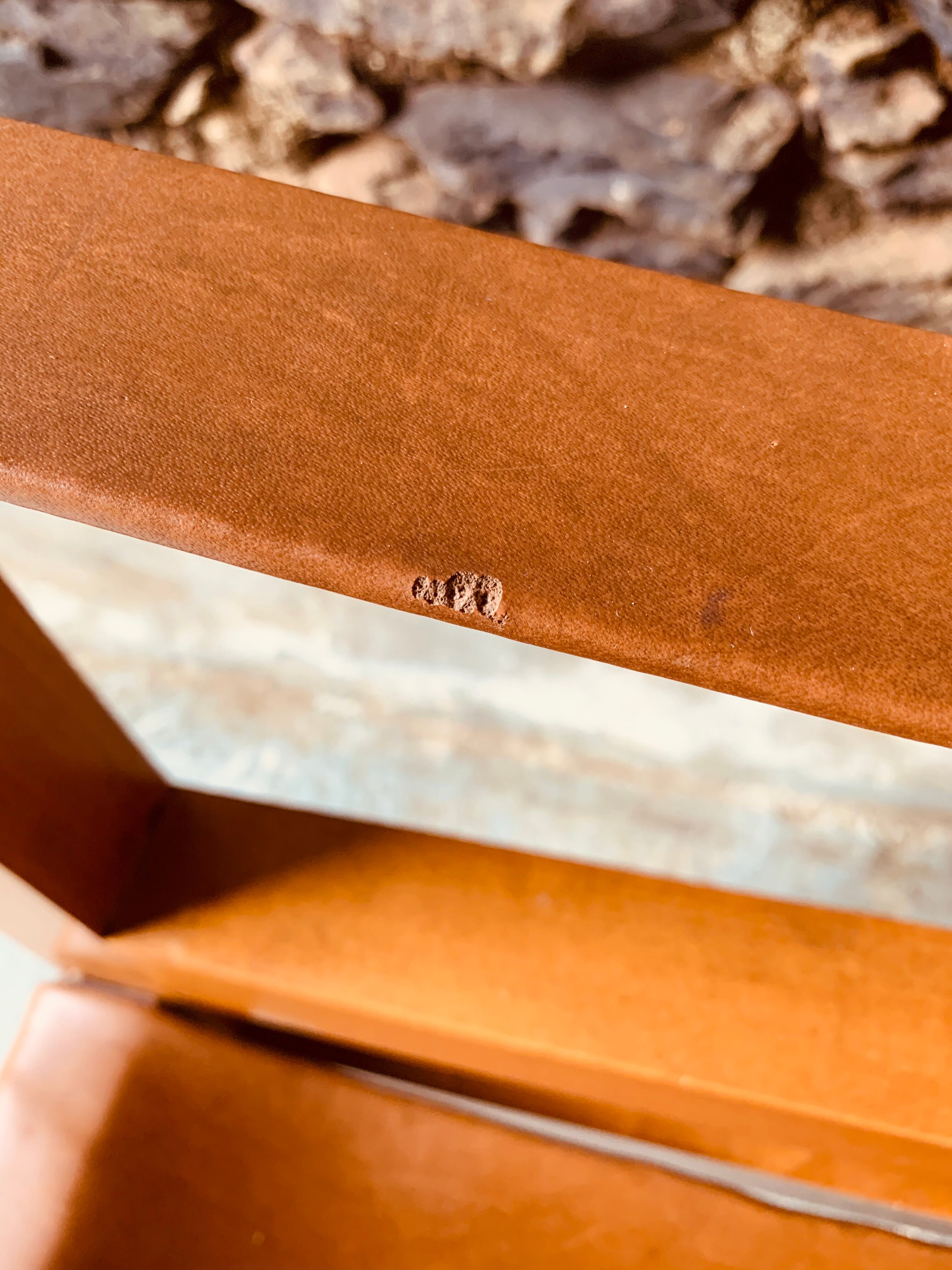 Safari armchair in wood and leather -1950's