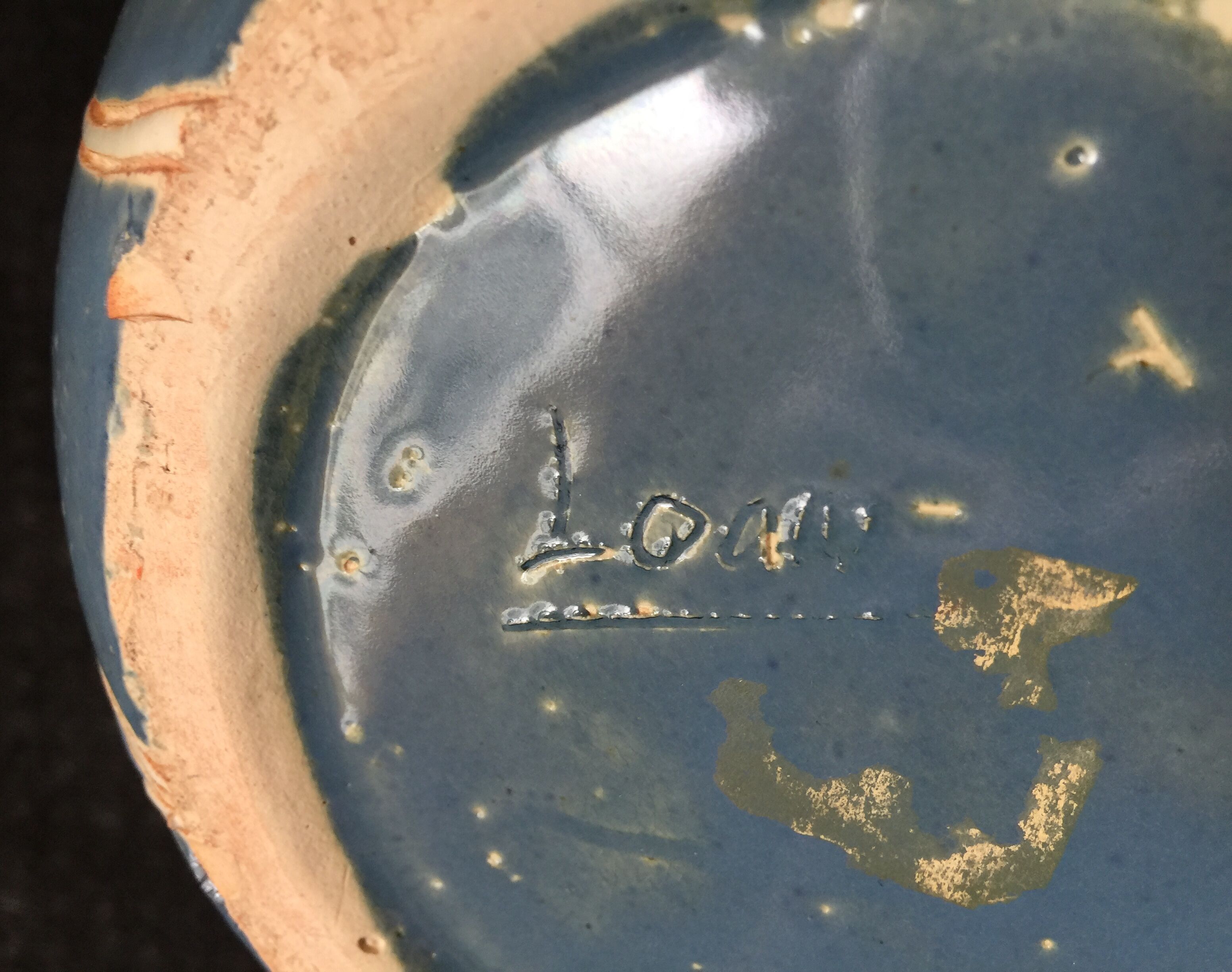 Vase ball glazed earthenware signed louan 1930