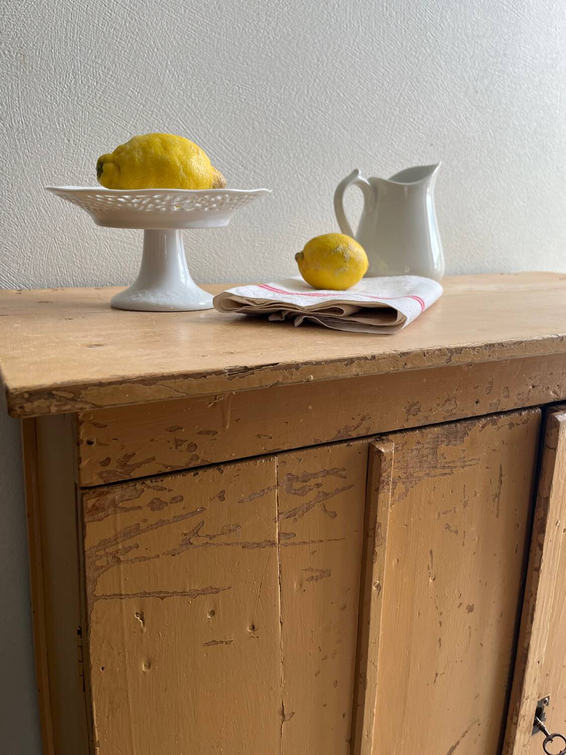 Antique Parisian sideboard with patinated wood / jam cabinet