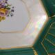 Art Deco floral iridescent cake dish in Limoges porcelain