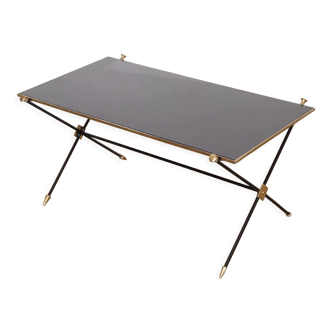 coffee table in metal, brass and glass, 1970