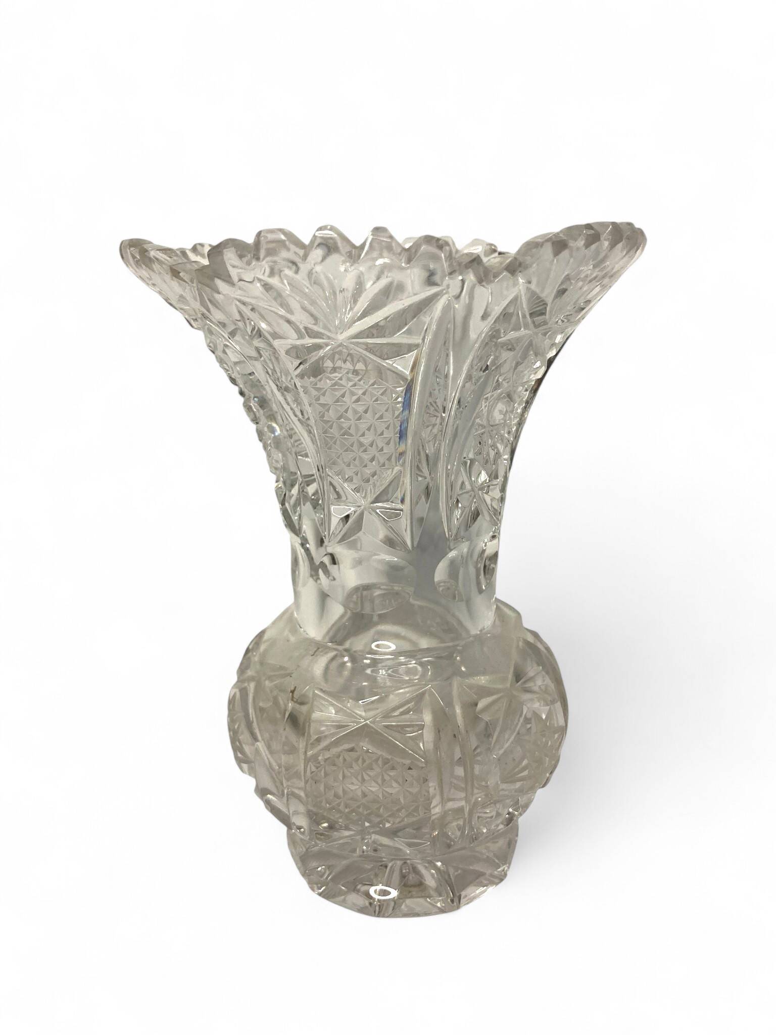 Small Bohemian crystal vase, cut around 1950