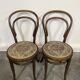 Pair of vintage bistro chairs – bentwood – floral upholstered seat