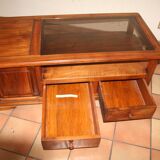 Solid wood coffee table signed "Doussiere"