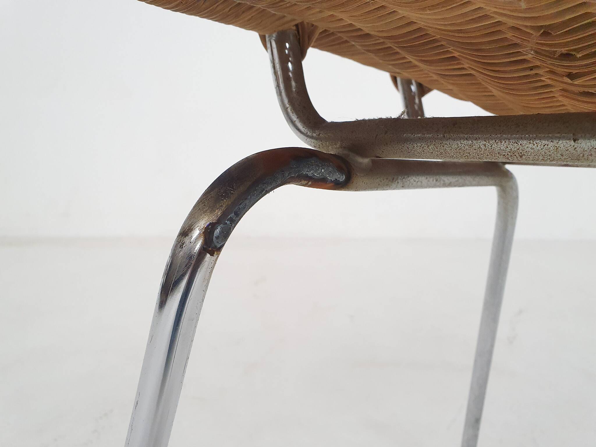 Chaise en rotin et métal, Pays-Bas, années 1960