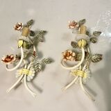 Italian Tole Flower Sconces, Set of 2