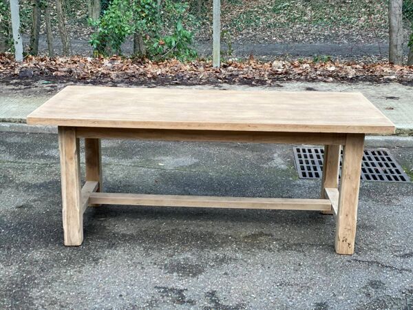 Table à manger de ferme rénovée en chêne brut du XXème 180cm tiroir