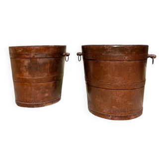 Riveted iron cache pots